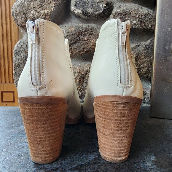 Anthropologie Joie Kayden Off White/Cream Leather Heeled Ankle Boots Size 10M - Picture 12 of 16